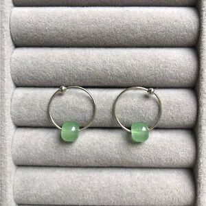 ✨Hoop Earrings with Green Beads